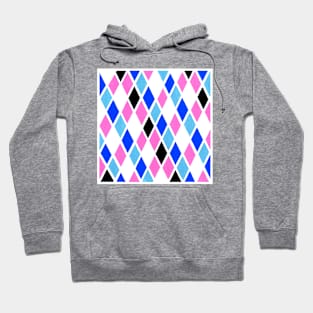 Inverted Blue Pink White Geometric Abstract Acrylic Painting Hoodie